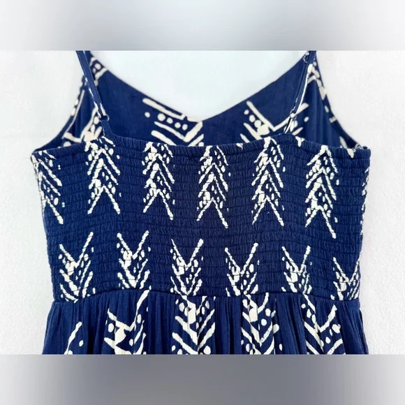 MWT Aerie Women’s Blue Ikat White Tribal Print Boho Cut Out Long Maxi Dress Sz S - Picture 10 of 15